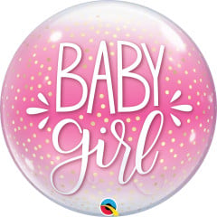 BALAO 22" BUBBLE SIMPLES PC1 BABY GIRL PINK & CONFETTI DOTS