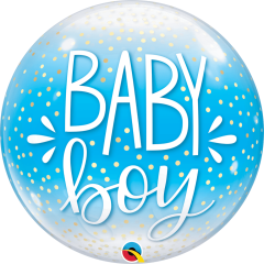 BALAO 22" BUBBLE SIMPLES PC1 BABY BOY BLUE & CONFETTI DOTS