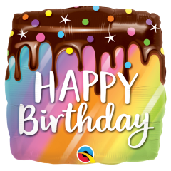 BALAO 18" SHAPE PC1 BDAY RAINBOW DRIP CAKE