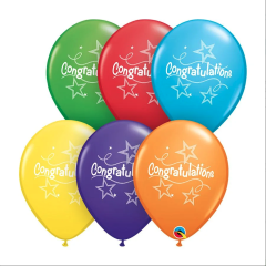 BALAO 11" R ARCO-IRIS PC50 CONGRATULATIONSSERPENTINAS