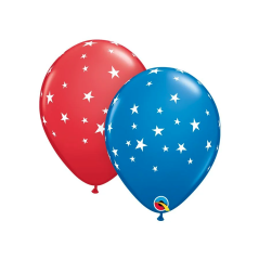 BALAO 11" R AZUL E/VERM PC50 ESTRELAS CONTEMPORANEAS