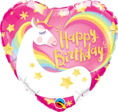 BALAO 09" CORACAO SOLTO BDAY MAGICAL UNICORN