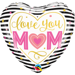 BALAO 09" CORACAO SOLTO LOVE YOU M(HEART)M STRIPES