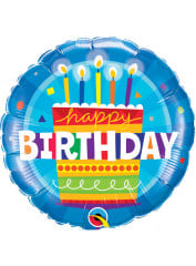 BALAO 09" REDONDO SOLTO BDAY CAKE BLUE
