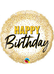 BALAO 09" REDONDO SOLTO BDAY GOLD SCRIPT & DOTS