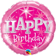 BALAO 09" REDONDO SOLTO BDAY PINK SPARKLE