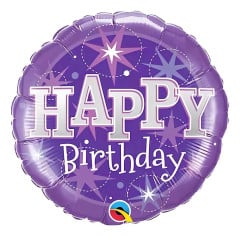 BALAO 09" REDONDO SOLTO BDAY PURPLE SPARKLE