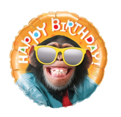 BALAO 09" REDONDO SOLTO BDAY SMILIN' CHIMP