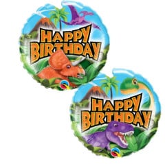 BALAO 09" REDONDO SOLTO HAPPY BDAY DINOSAURS
