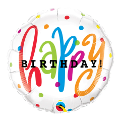 BALAO 09" REDONDO SOLTO HAPPY BDAY DOTS