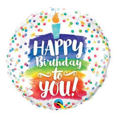 BALAO 09" REDONDO SOLTO HAPPY BDAY TO YOU RAINBOW CAKE
