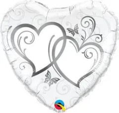 BALAO 18" CORACAO PC1 ENTWINED HEARTS SILVER