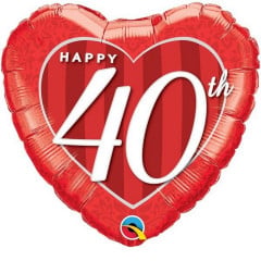 BALAO 18" CORACAO PC1 HAPPY 40TH DAMASK HEART