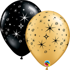 BALAO 11" R PRETO/OURO PC50 ESPIRAIS E BRILHO