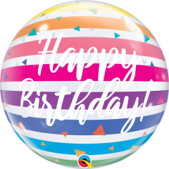 BALAO 22" BUBBLE SIMPLES PC1 BDAY BRIGHT RAINBOW STRIPES