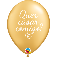 BALAO QUALATEX 11" ESTAMPADO - PACOTE FESTIVO  COM 6 UNIDADES - QUER CASAR COMIGO?