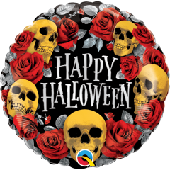 BALAO 18" REDONDO PC1 HALLOWEEN GOLDEN SKULLS