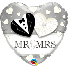 BALAO 18" CORACAO PC1 MR. & MRS. WEDDING