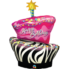 BALAO 41" SHAPE PC1 BDAY FUNKY ZEBRA STRIPE CAKE