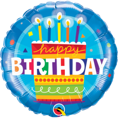 BALAO 18" REDONDO PC1 BDAY CAKE BLUE
