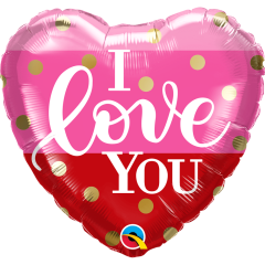 BALAO 18" CORACAO PC1 I LOVE YOU GOLD DOTS