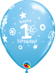 QX PARTY BALLOON PKG PRINT PC6 11" R 1ST BIRTHDAY!-MENINO