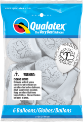 BALAO QUALATEX 11" ESTAMPADO - PACOTE FESTIVO COM 6 UNIDADES - CORACOES ENTRELACADOS