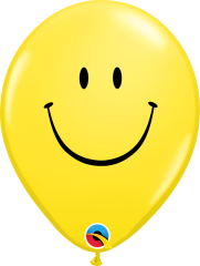 BALAO QUALATEX 11" ESTAMPADO - PACOTE FESTIVO AMARELO COM 6 UNIDADES - SMILE FACE