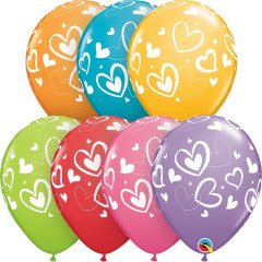 BALAO QUALATEX 11" ESTAMPADO - PACOTE FESTIVO COLORIDO COM 6 UNIDADES - CORACOES
