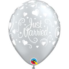 BALAO 11" R PRATA PC50 JUST MARRIED HEARTS
