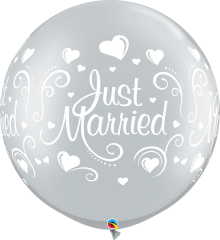 BALAO 30" R PRATA PC2 JUST MARRIED-CORACOES