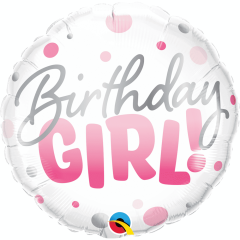 BALAO 18" REDONDO PC1 BDAY GIRL PINK DOTS