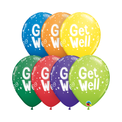 BALAO QUALATEX 11" ESTAMPADO - PACOTE FESTIVO COM 6 UNIDADES - GET WELL - MELHORAS! - FIQUE BEM LOGO!