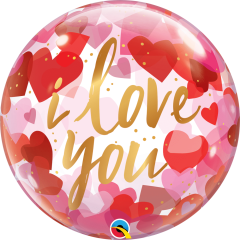 BALAO 22" BUBBLE SIMPLES PC1 I LOVE YOU PAPER HEARTS