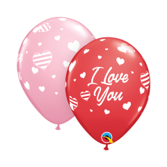 BALAO 11" R SORT ESP PC50 I LOVE YOU STRIPED HEARTS