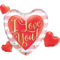 BALAO 37" SHAPE PC1 I LOVE YOU PINK STRIPES & HRTS