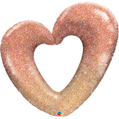 BALAO 42" SHAPE PC1 ROSE GOLD GLITTER OMBRE HEART