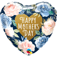 BALAO 18" CORACAO PC1 MOTHER'S DAY PINK & BLUE ROSES