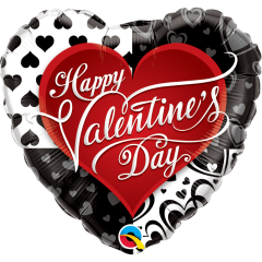 BALAO 18" CORACAO PC1 VALENTINE'S BLACK HEARTS