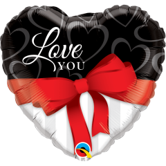 BALAO 18" CORACAO PC1 LOVE YOU RED RIBBON