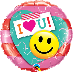 BALAO 18" REDONDO PC1 I(CORACAO)U CARINHA SORRIDENTE