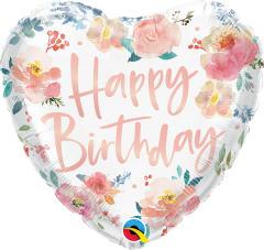 BALAO 18" CORACAO PC1 BDAY WATERCOLOR ROSES