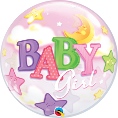 BALAO 22" BUBBLE SIMPLES PC1 BABY GIRL MOON & STARS