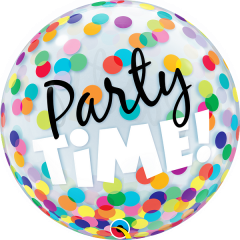 BALAO 22" BUBBLE SIMPLES PC1 PARTY TIME!-PONTOS COLORIDOS