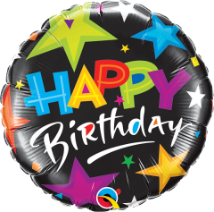 BALAO 18" REDONDO PC1 BIRTHDAY-ESTRELAS BRILHANTES