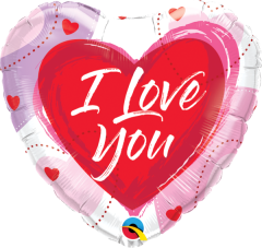 BALAO 18" CORACAO PC1 I LOVE YOU BRUSHED HEARTS