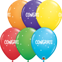 BALAO 11" R ARCO-IRIS PC50 CONGRATS-PONTOS E ESTRELAS