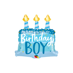 BALAO 14" SHAPE SOLTO BDAY BOY CAKE & CANDLES