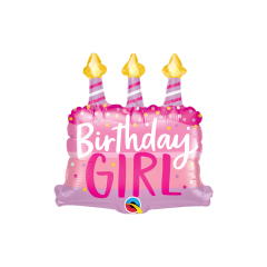 BALAO 14" SHAPE SOLTO BDAY GIRL CAKE & CANDLES