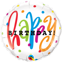 BALAO 18" REDONDO PC1 HAPPY BDAY DOTS
